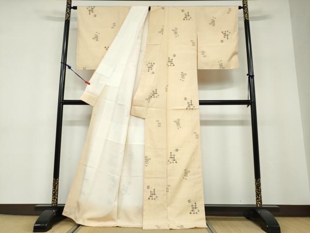 平和屋着物●上質なお召　絣文様　正絹　逸品　未使用　DABF1480ud