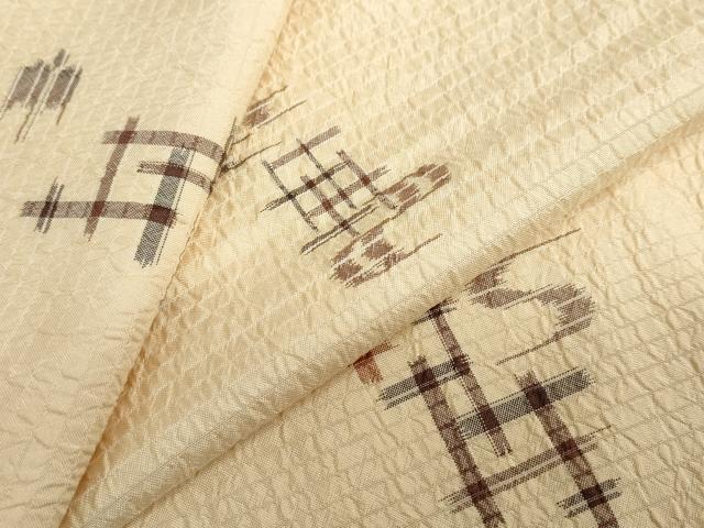 平和屋着物●上質なお召　絣文様　正絹　逸品　未使用　DABF1480ud