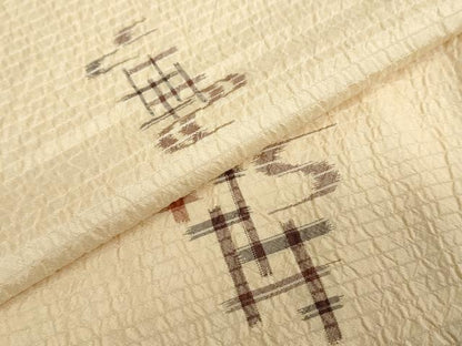 平和屋着物●上質なお召　絣文様　正絹　逸品　未使用　DABF1480ud
