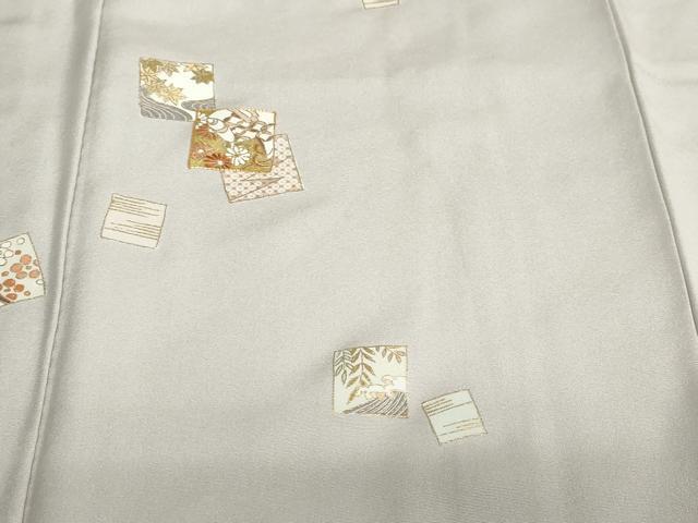 平和屋着物●銀座きしや　訪問着　駒刺繍　色紙重ね草花文　金彩　正絹　逸品　DABF1481ud