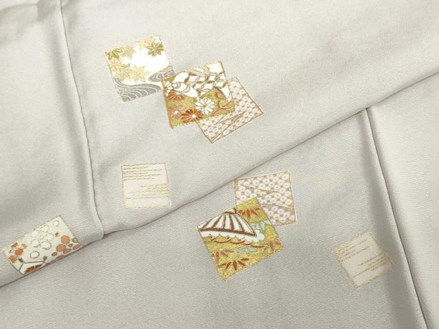 平和屋着物●銀座きしや　訪問着　駒刺繍　色紙重ね草花文　金彩　正絹　逸品　DABF1481ud