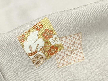 平和屋着物●銀座きしや　訪問着　駒刺繍　色紙重ね草花文　金彩　正絹　逸品　DABF1481ud