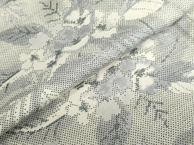 平和屋着物●本場大島紬　白大島　7マルキ　草花文　正絹　逸品　未使用　DABF1482ud