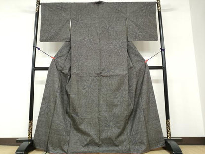 平和屋着物●本場大島紬　7マルキ　花尽くし文　正絹　逸品　未使用　DABF1483ud