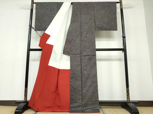 平和屋着物●本場大島紬　7マルキ　花尽くし文　正絹　逸品　未使用　DABF1483ud