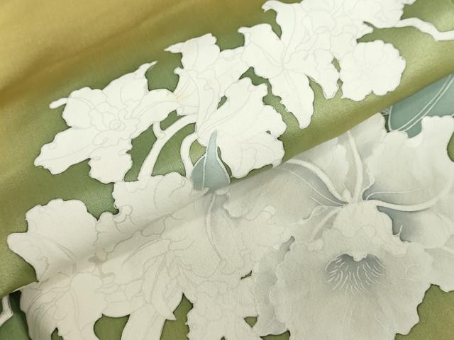 平和屋着物●染色作家　おだに武士　訪問着　草花文　暈し染め　正絹　逸品　DABF1486ud