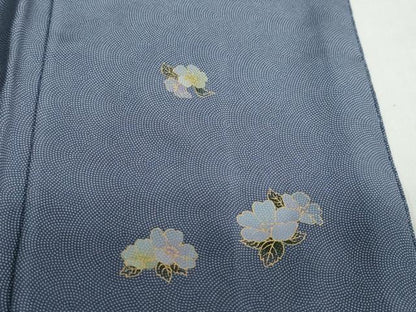 平和屋着物●江戸小紋　作家物　堅牢草木染　煌彩花　鮫小紋柄　反端付き　正絹　逸品　未使用　DABF1488ud