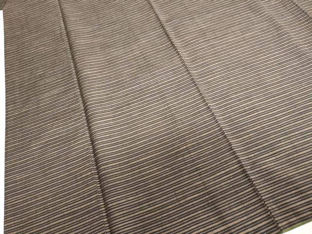 平和屋着物●根津儀一　柿渋紬　横段文　証紙付き　正絹　逸品　DABF1489ud