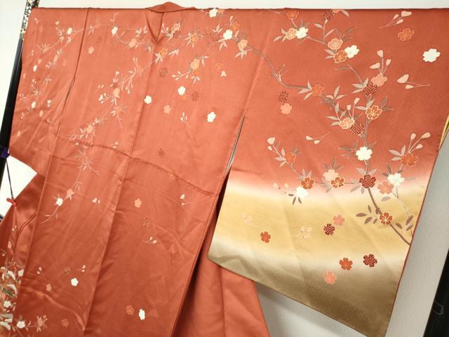 平和屋着物●訪問着　立波草花文　暈し染め　金彩　正絹　逸品　DABF1490ud