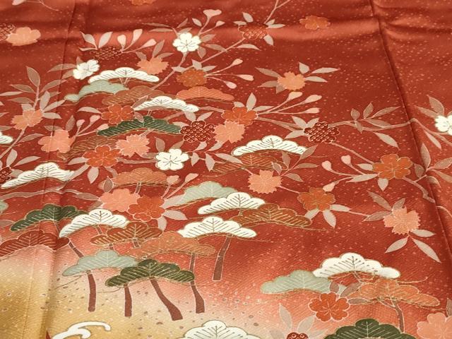平和屋着物●訪問着　立波草花文　暈し染め　金彩　正絹　逸品　DABF1490ud