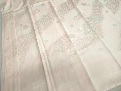 平和屋着物●振袖用長襦袢　袷　舞桜鈴地紋　暈し染め　半衿刺繍　正絹　逸品　DABF1500ud