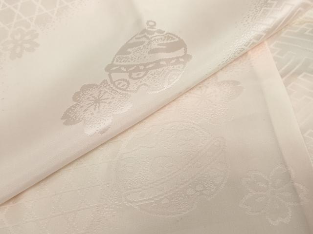 平和屋着物●振袖用長襦袢　袷　舞桜鈴地紋　暈し染め　半衿刺繍　正絹　逸品　DABF1500ud