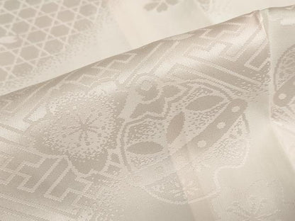 平和屋着物●振袖用長襦袢　袷　舞桜鈴地紋　暈し染め　半衿刺繍　正絹　逸品　DABF1500ud
