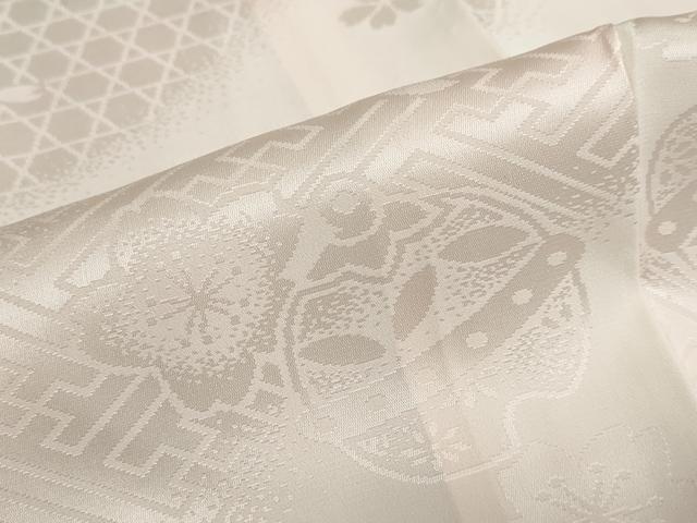 平和屋着物●振袖用長襦袢　袷　舞桜鈴地紋　暈し染め　半衿刺繍　正絹　逸品　DABF1500ud