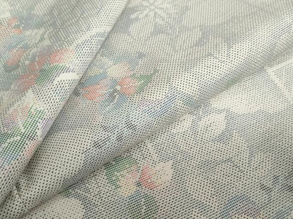 平和屋着物●本場大島紬　白大島　雲取り草花文　正絹　逸品　未使用　DABF1504ud