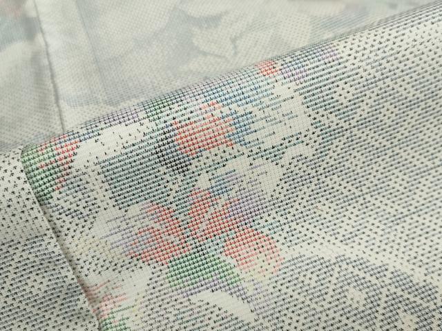平和屋着物●本場大島紬　白大島　雲取り草花文　正絹　逸品　未使用　DABF1504ud