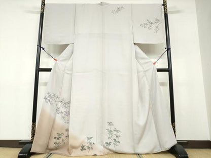 平和屋着物●訪問着　手描き　枝花文　暈し染め　正絹　逸品　未使用　DABF1506ud
