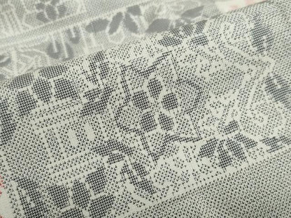 平和屋着物●本場大島紬　9マルキ　変わり格子草花文　正絹　逸品　DABF1507ud