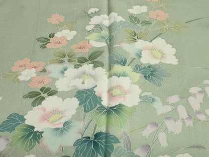 平和屋着物●訪問着　友禅　作家物　草花文　暈し染め　正絹　逸品　DABF1508ud