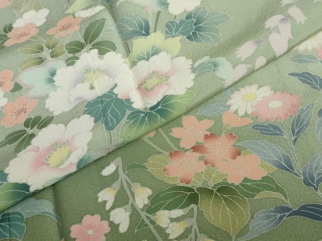 平和屋着物●訪問着　友禅　作家物　草花文　暈し染め　正絹　逸品　DABF1508ud