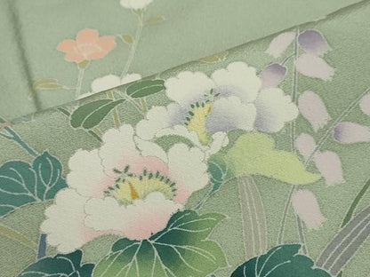 平和屋着物●訪問着　友禅　作家物　草花文　暈し染め　正絹　逸品　DABF1508ud