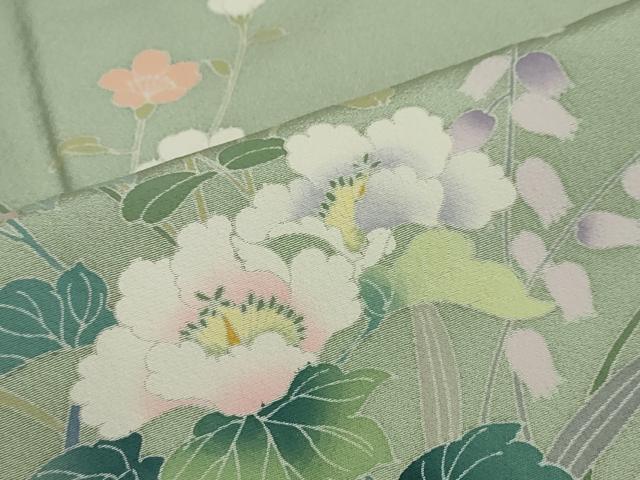平和屋着物●訪問着　友禅　作家物　草花文　暈し染め　正絹　逸品　DABF1508ud