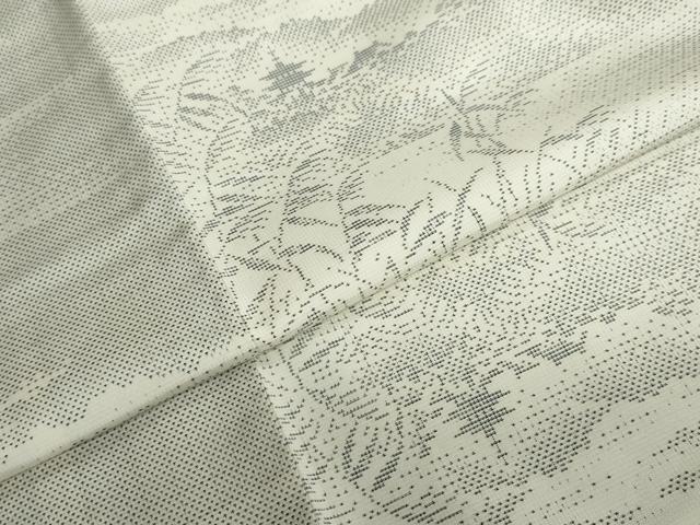 平和屋着物●本場大島紬　白大島　9マルキ　風景秋草文　正絹　逸品　DABF1509ud