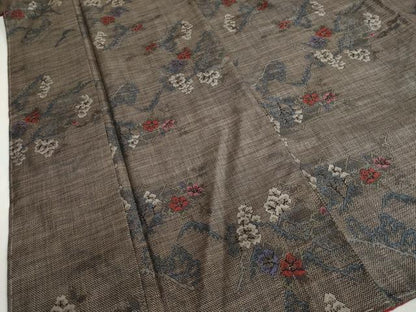 平和屋着物●本場大島紬　7マルキ　風景草花文　正絹　逸品　未使用　DABF1510ud