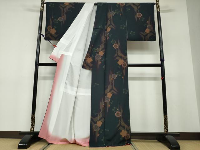 平和屋着物●小紋　舞花文　洗える着物　DABF1513ud