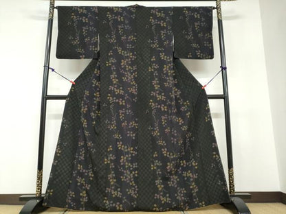 平和屋着物●小紋　枝葉文　洗える着物　DABF1519ud