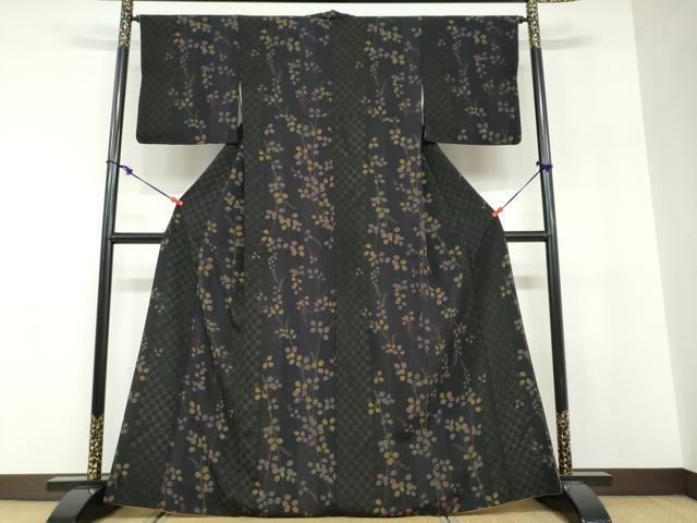 平和屋着物●小紋　枝葉文　洗える着物　DABF1519ud