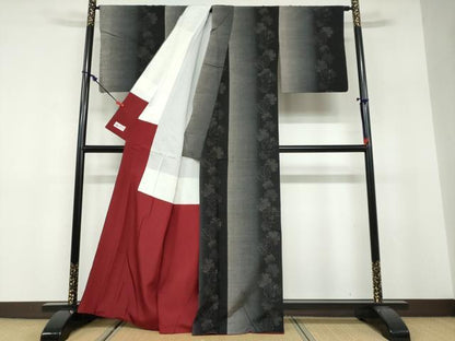 平和屋着物●本場結城玉紬　80亀甲　雪輪間道　やまと誂製　証紙付き　正絹　逸品　DABF1521ud