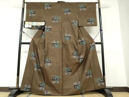 平和屋着物●本場大島紬　9マルキ　古代染色純泥染　長寿伝記　証紙付き　美幸謹製　正絹　逸品　DABF1522ud
