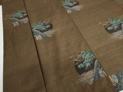 平和屋着物●本場大島紬　9マルキ　古代染色純泥染　長寿伝記　証紙付き　美幸謹製　正絹　逸品　DABF1522ud