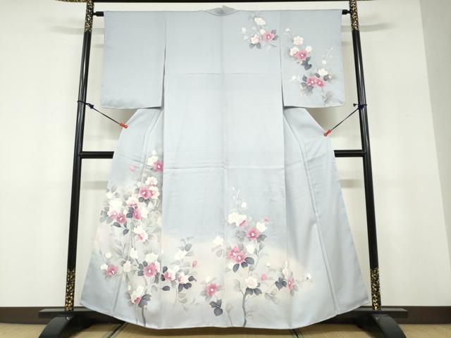 平和屋着物●訪問着　花鳥文　暈し染め　反端付き　正絹　逸品　未使用　DABF1531ud