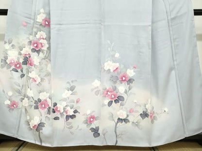 平和屋着物●訪問着　花鳥文　暈し染め　反端付き　正絹　逸品　未使用　DABF1531ud