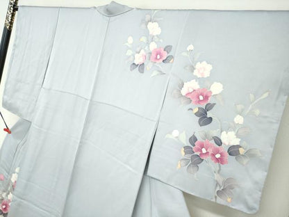平和屋着物●訪問着　花鳥文　暈し染め　反端付き　正絹　逸品　未使用　DABF1531ud