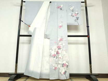 平和屋着物●訪問着　花鳥文　暈し染め　反端付き　正絹　逸品　未使用　DABF1531ud