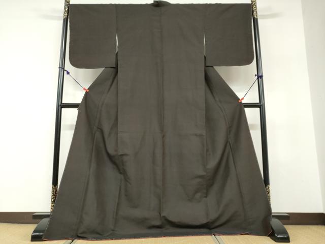 平和屋着物●上質なお召　縞　ロング丈　正絹　逸品　未使用　DABF1535ud