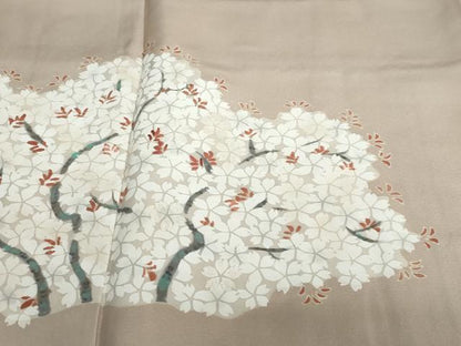 平和屋着物●訪問着　刺繍　枝桜文　正絹　逸品　DABF1540ud