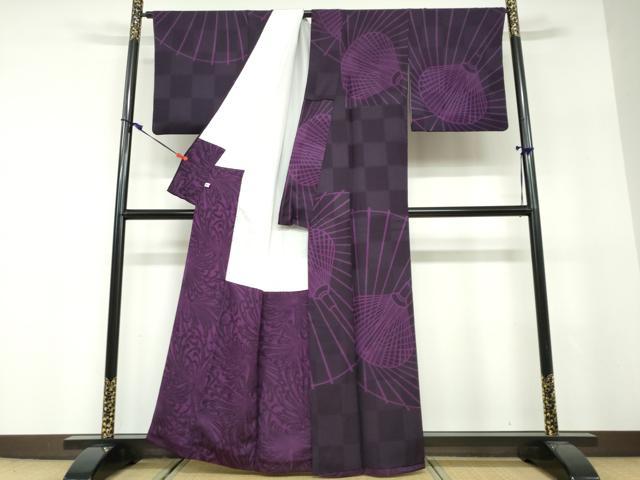 平和屋着物●上質な小紋　番傘　正絹　逸品　DABF1544ud