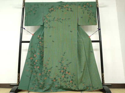 平和屋着物●訪問着　花蝶文　正絹　逸品　DABF1546ud