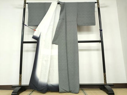 平和屋着物●江戸小紋　鮫小紋柄　黒地　正絹　逸品　DABF1547ud