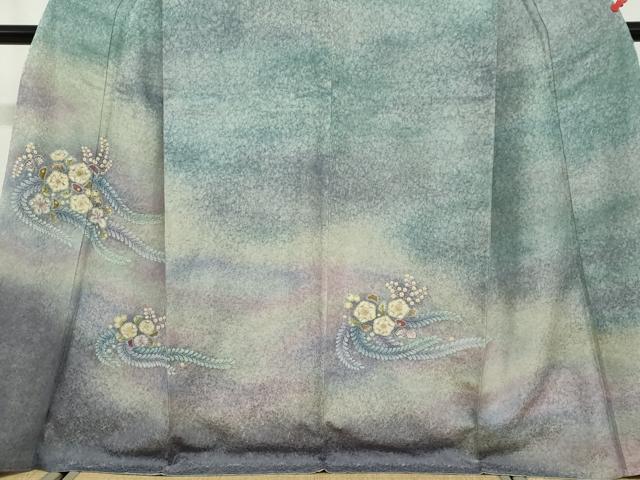 平和屋着物●訪問着　絞り　辻が花　暈し染め　金通し地　正絹　逸品　DABF1548ud