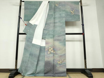 平和屋着物●訪問着　絞り　辻が花　暈し染め　金通し地　正絹　逸品　DABF1548ud