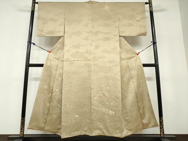 平和屋着物●訪問着　刺繍　箔散らし草花文　金糸　正絹　逸品　DABF1552ud
