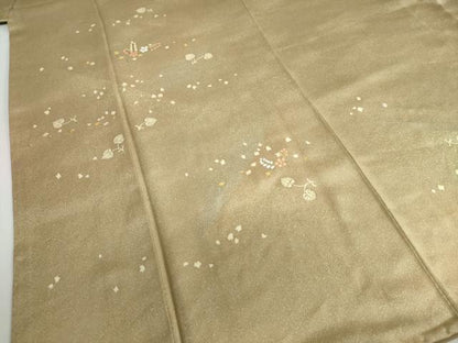 平和屋着物●訪問着　刺繍　箔散らし草花文　金糸　正絹　逸品　DABF1552ud