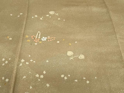 平和屋着物●訪問着　刺繍　箔散らし草花文　金糸　正絹　逸品　DABF1552ud
