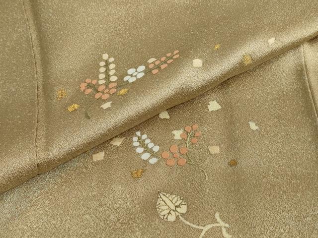 平和屋着物●訪問着　刺繍　箔散らし草花文　金糸　正絹　逸品　DABF1552ud
