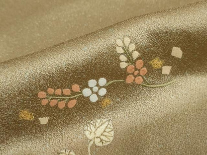 平和屋着物●訪問着　刺繍　箔散らし草花文　金糸　正絹　逸品　DABF1552ud